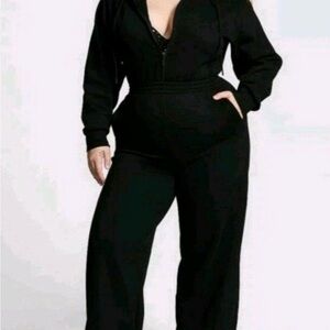 Pink Victoria Secret ivy fleece  Hooded Black Hoddie Jumpsuit